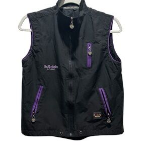 Solbiato Sport Women’s Cycling Vest Black and Purple, Wind Waterproof - Large